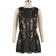 2020 Black Sexy Mini Dress Sleeveless Dress with Sequin For Women